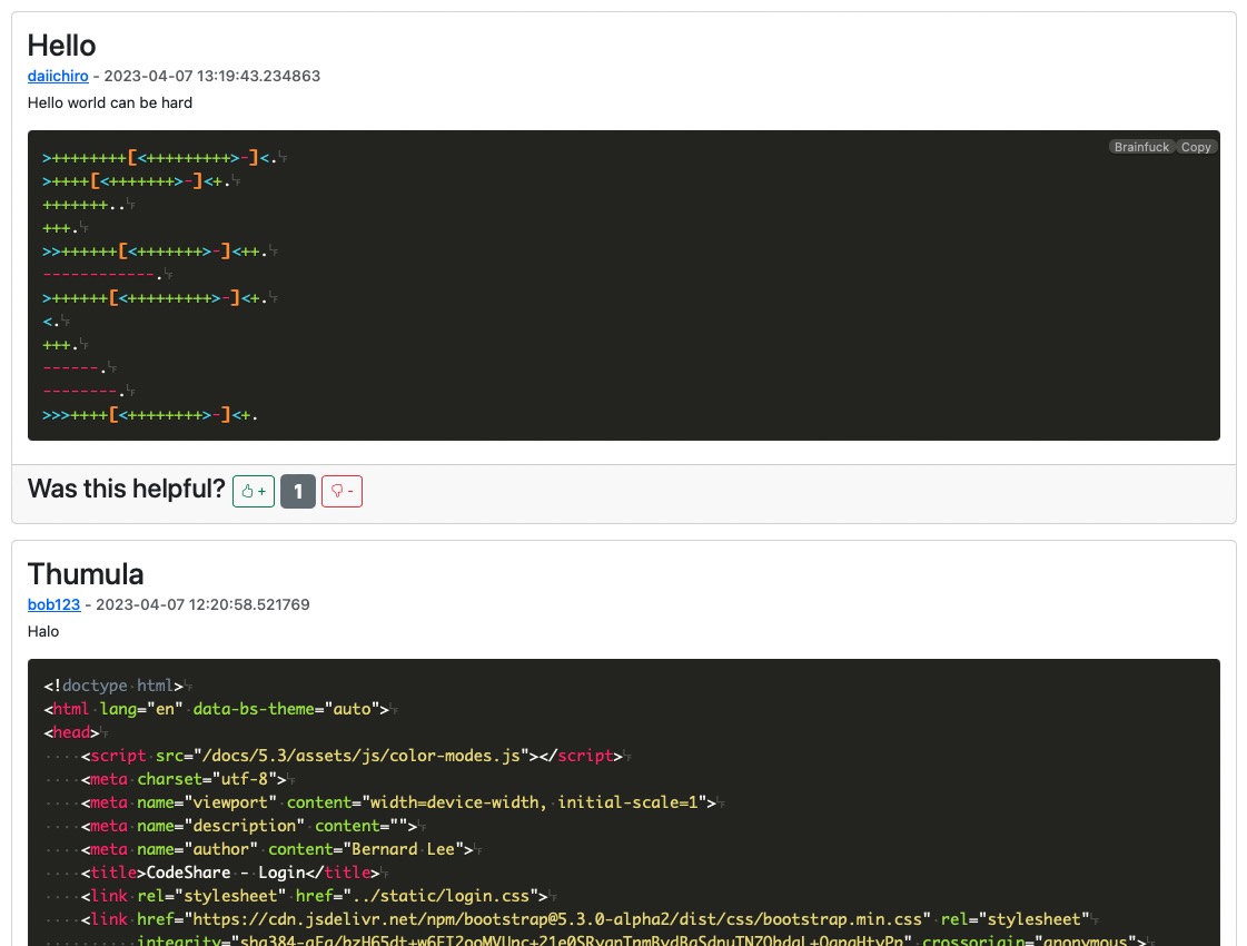 Code Sharing Social Media