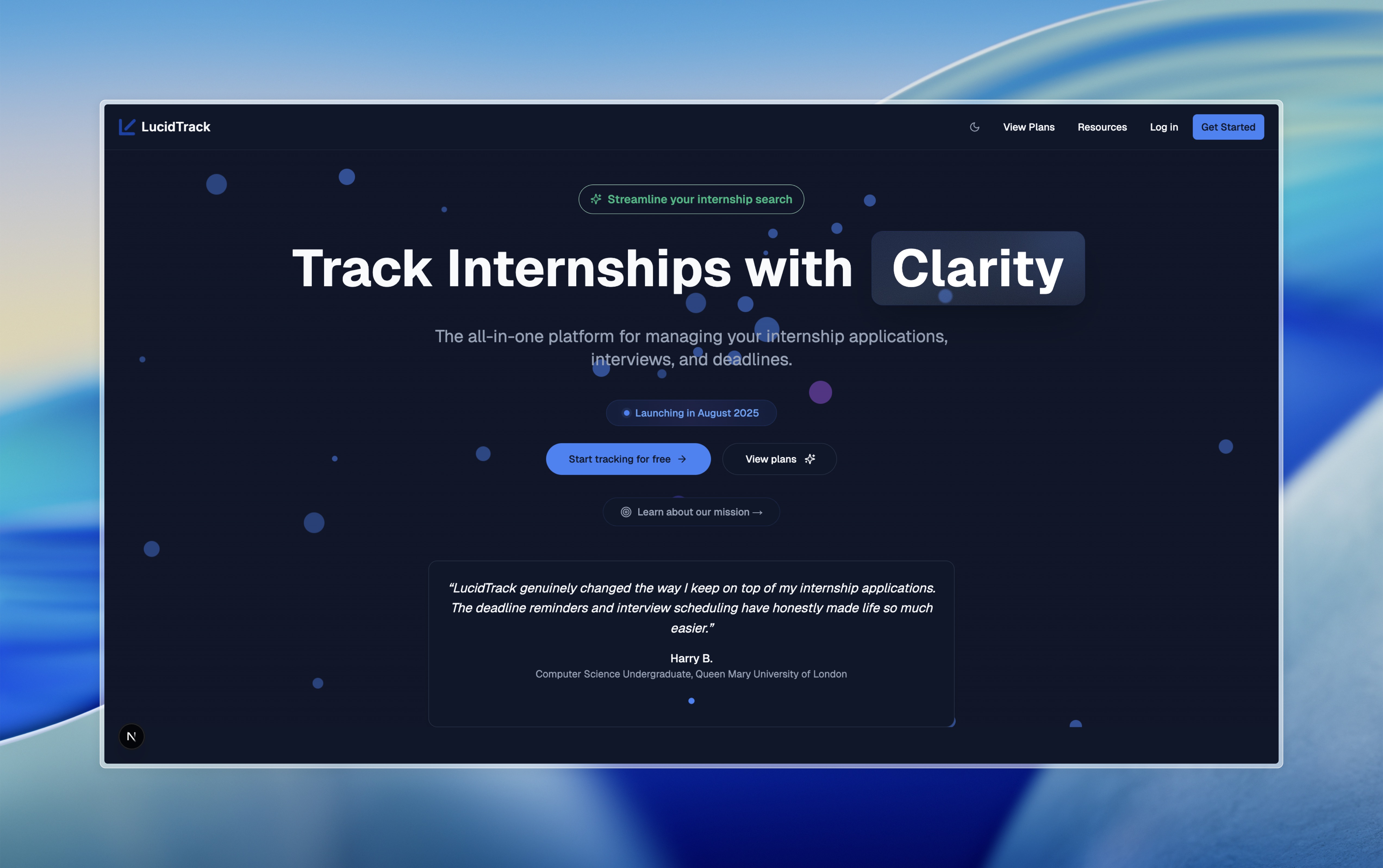 LucidTrack - Internship Tracker